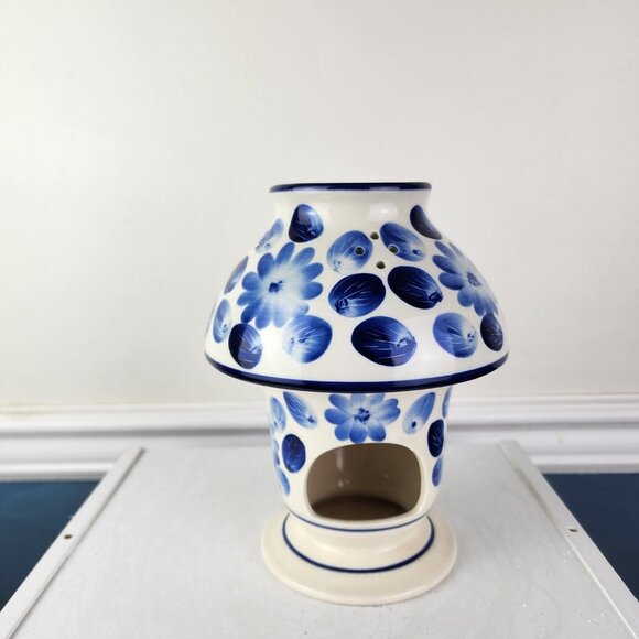 Wax Melt Tea Light Two Piece Blue White Lamp Thailand - Picture 2 of 8